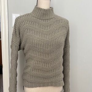 Green Chevron Knit Turtleneck Sweater